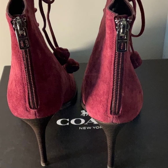 EUC Coach “Lena Lux” Peep Toe Suede Booties - Size 8 - Picture 11 of 14